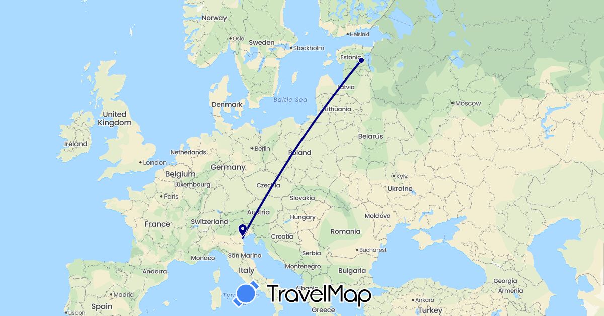 TravelMap itinerary: driving in Estonia, Italy (Europe)